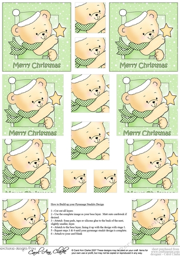Hunney Bear Robert has a Christmas Star -  Pyramage sheet