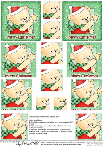 Hunney Bear Robert has a Christmas Star -  Pyramage sheet