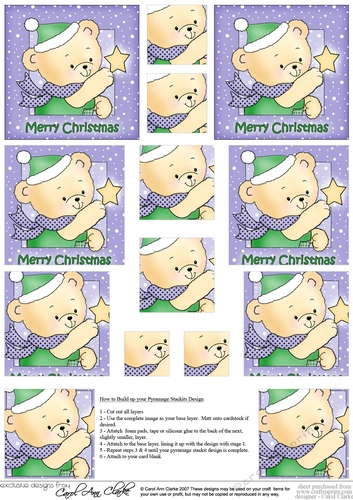 Hunney Bear Robert has a Christmas Star -  Pyramage sheet