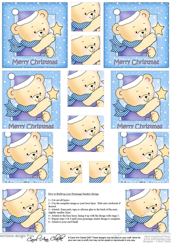 Hunney Bear Robert has a Christmas Star -  Pyramage sheet