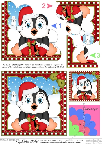 Christmas Penguin Shell Edged Corner Side Stacker