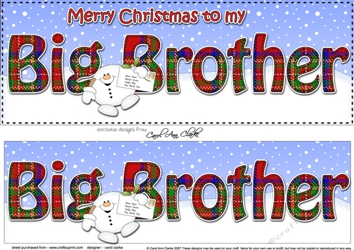 Large DL Merry Christmas to my BIG BROTHER 3D decoupage with Snowball Sam