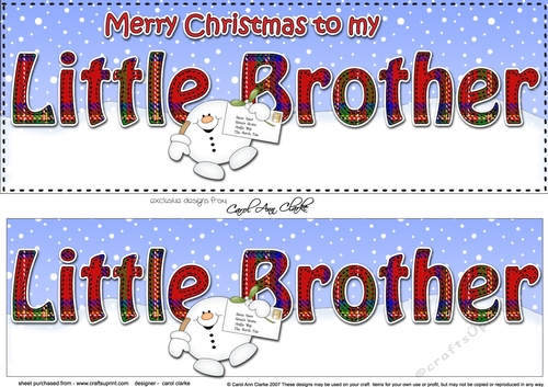 Large DL Merry Christmas to my LITTLE BROTHER 3D decoupage with Snowball Sam