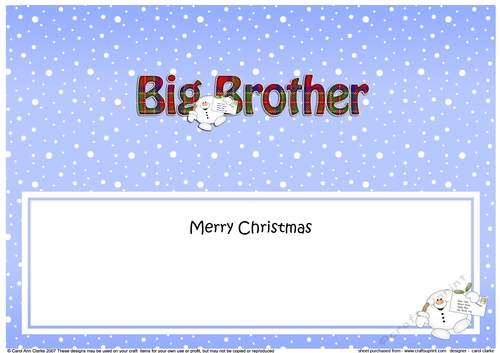 Large DL Merry Christmas to my BIG BROTHER insert with Snowball Sam