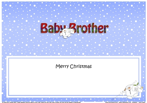 Large DL Merry Christmas to my BABY BROTHER insert with Snowball Sam