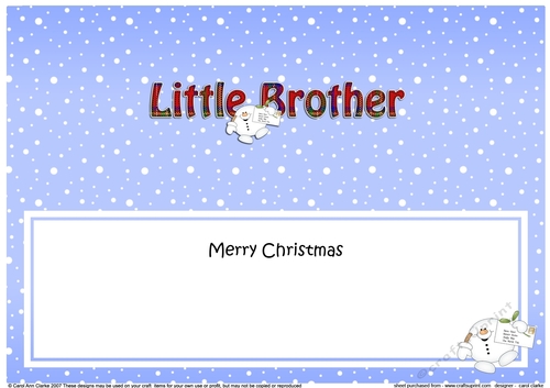 Large DL Merry Christmas to my LITTLE BROTHER insert with Snowball Sam