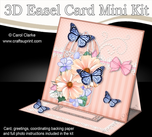 3D Easel Card Mini Kit - Pretty Floral Birdcage with Butterflies