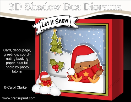 3D Christmas Diorama Shadow Box Card Mini Kit - Bobbin Robin has an Xmas Cracker