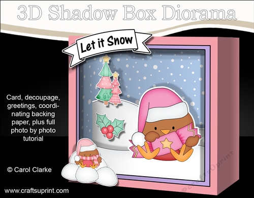 3D Christmas Diorama Shadow Box Card Mini Kit - Bobbin Robin has an Xmas Cracker
