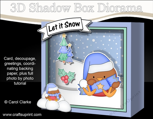 3D Christmas Diorama Shadow Box Card Mini Kit - Bobbin Robin has an Xmas Cracker