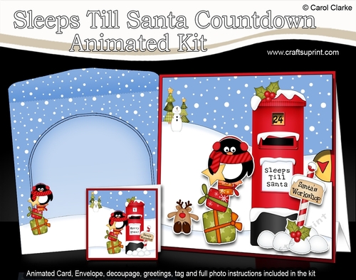 3D Animated Sleeps Till Santa Christmas Postbox Countdown Card Kit - Pip Penguin has an Xmas Star