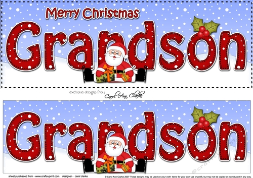 Large DL Merry Christmas GRANDSON 3D decoupage with Santa 3D decoupage 