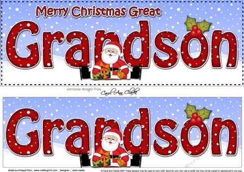 Large DL Merry Christmas GREAT GRANDSON 3D decoupage with Santa 3D decoupage 
