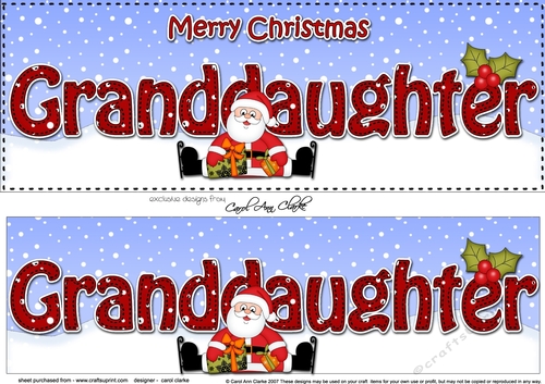 Large DL Merry Christmas GRANDDAUGHTER 3D decoupage with Santa 3D decoupage 