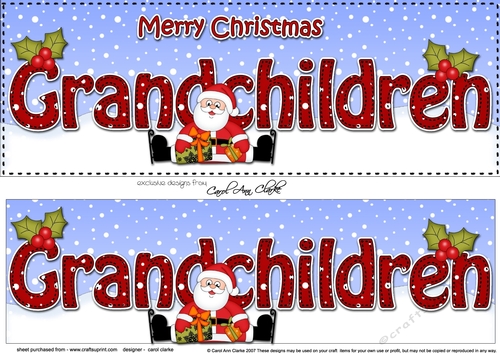 Large DL Merry Christmas GRANDCHILDREN 3D decoupage with Santa 3D decoupage 