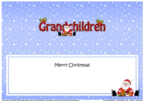 Large DL Merry Christmas GRANDCHILDREN insert with Santa 3D decoupage