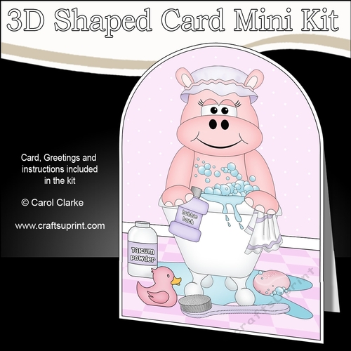 3D Shaped Card Kit - Bathtub Buddies - Cute Little Hippo