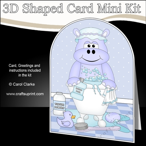 3D Shaped Card Kit - Bathtub Buddies - Cute Little Hippo