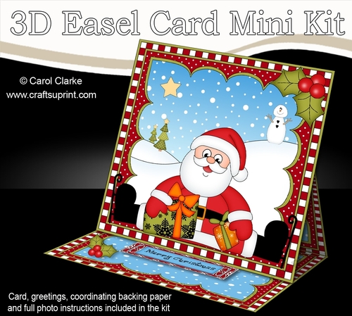 3D Easel Card Mini Kit - Christmas Santa has lots of Presents!