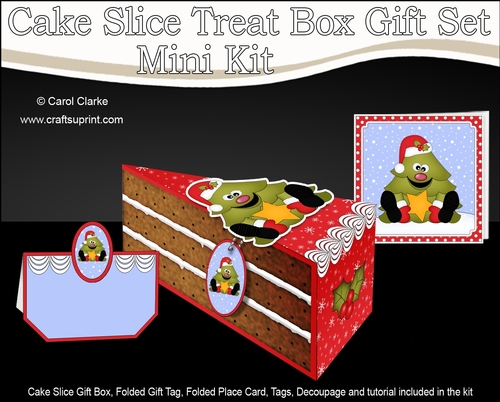 3D Christmas Cake Slice Treat Box Gift Set Mini Kit - Xmas Tree has a Star!
