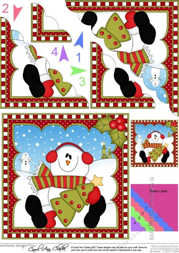 Christmas Snowman Rio has an Xmas Tree -  Scalloped Corner Stacker