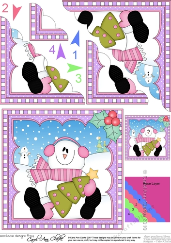 Christmas Snowman Rio has an Xmas Tree -  Scalloped Corner Stacker