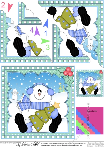 Christmas Snowman Rio has an Xmas Tree -  Scalloped Corner Stacker