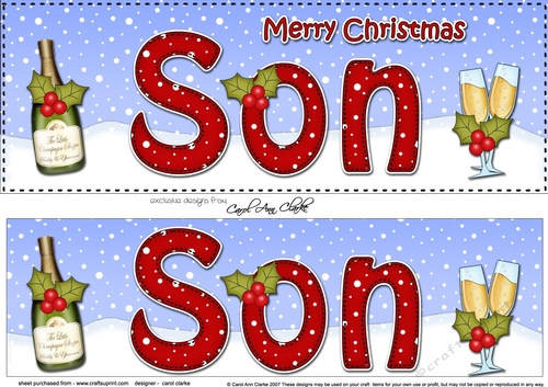 Large DL Merry Christmas SON with Champagne 3D decoupage 