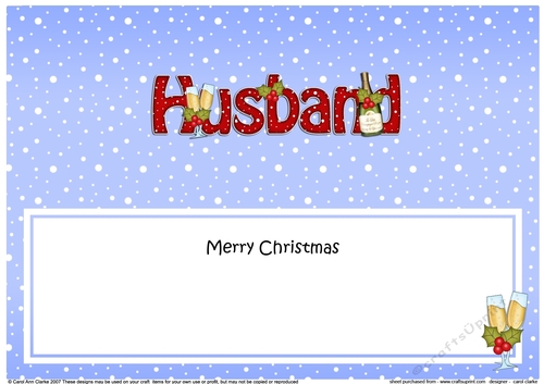 Large DL Merry Christmas HUSBAND with Champagne insert