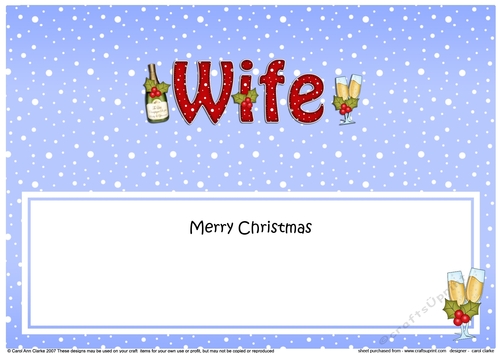 Large DL Merry Christmas WIFE with Champagne insert