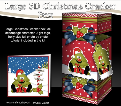 3D Large Christmas Cracker Box Mini Kit -  Cute Xmas Tree has lots of Presents