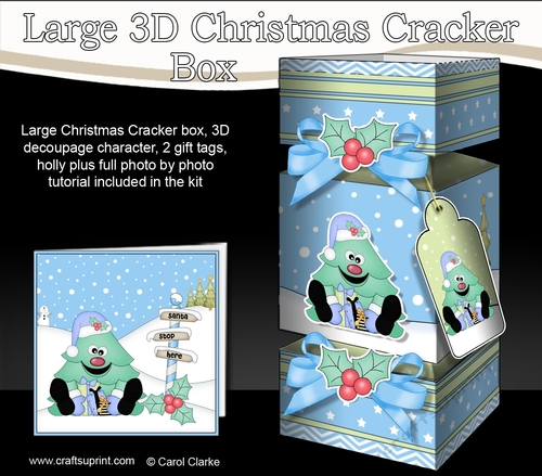 3D Large Christmas Cracker Box Mini Kit -  Cute Xmas Tree has lots of Presents