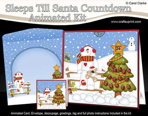 3D Animated Sleeps Till Santa Christmas Tree Countdown Card Kit - Snowman Rio
