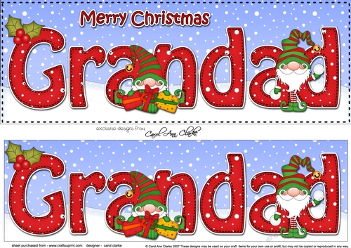 Large DL Merry Christmas GRANDAD 3D decoupage with Gnome insert