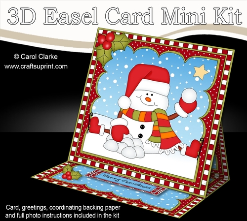 3D Easel Card Mini Kit - Christmas Snowman Oli is Snowballing