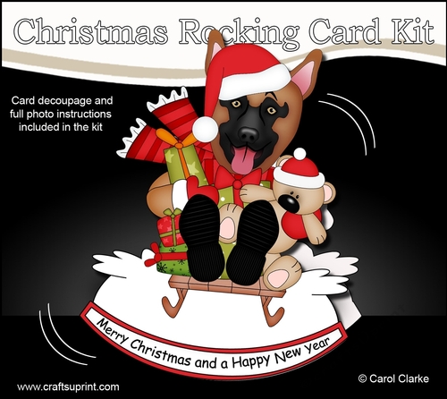 3D Shaped Rocking Christmas Card Mini Kit - Little German Shepherd Dog