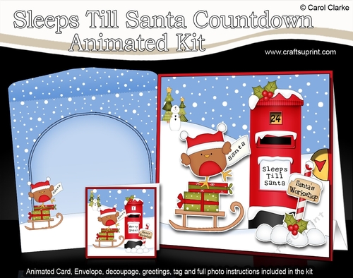 3D Animated Sleeps Till Santa Christmas Postbox Countdown Card Kit - Bobbin Robin has a Letter for Santa