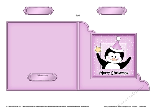 Cute Penguin has a Christmas Star - Cut and Fold Corner Card  