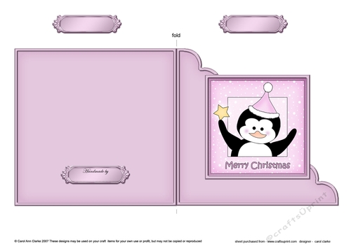 Cute Penguin has a Christmas Star - Cut and Fold Corner Card  