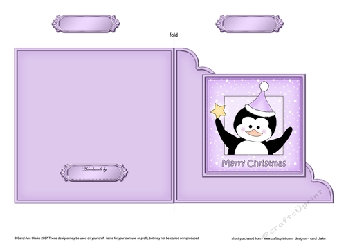 Cute Penguin has a Christmas Star - Cut and Fold Corner Card  