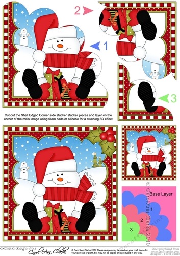 Christmas Snowman Oli Shell Edged Corner Side Stacker