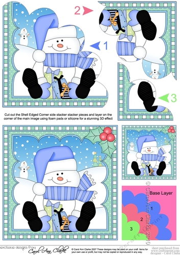 Christmas Snowman Oli Shell Edged Corner Side Stacker
