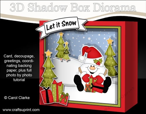 3D Christmas Diorama Shadow Box Card Mini Kit - Snowball Sam has Xmas Presents