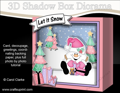 3D Christmas Diorama Shadow Box Card Mini Kit - Snowball Sam has Xmas Presents