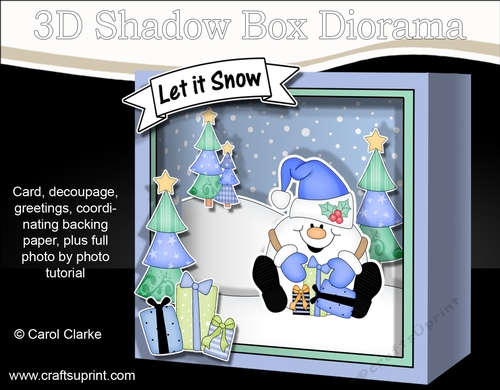 3D Christmas Diorama Shadow Box Card Mini Kit - Snowball Sam has Xmas Presents