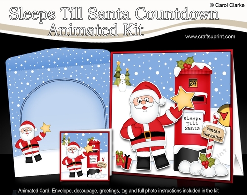 3D Animated Sleeps Till Santa Christmas Postbox Countdown Card Kit - Santa has an Xmas Star