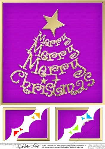 8 x 8 Merry Christmas Tree Scalloped corner Topper