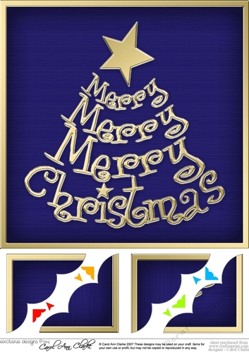 8 x 8 Merry Christmas Tree Scalloped corner Topper