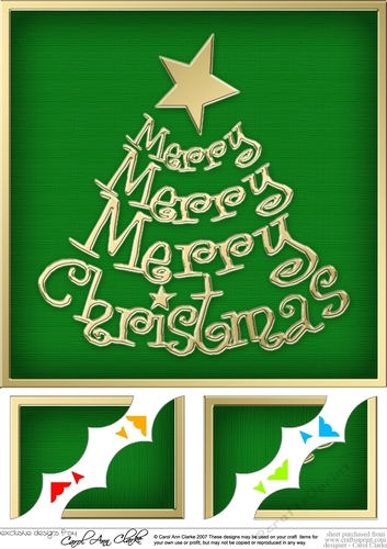 8 x 8 Merry Christmas Tree Scalloped corner Topper