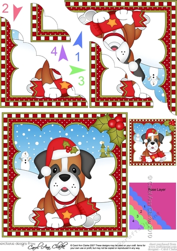 Christmas Scalloped Corner Stacker - Little Boxer Dog